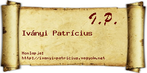 Iványi Patrícius névjegykártya